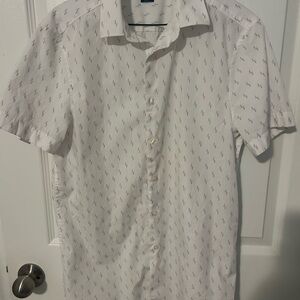 Perry Ellis Men's White Patterned Shirt